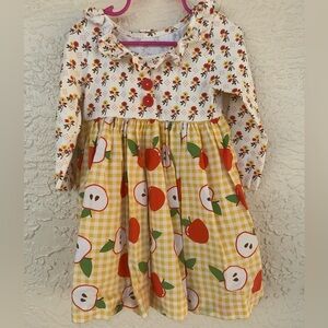 EleaNor Rose Apple Dress Girls 3/4 Fall Boutique Twirl Cottagecore Gingham